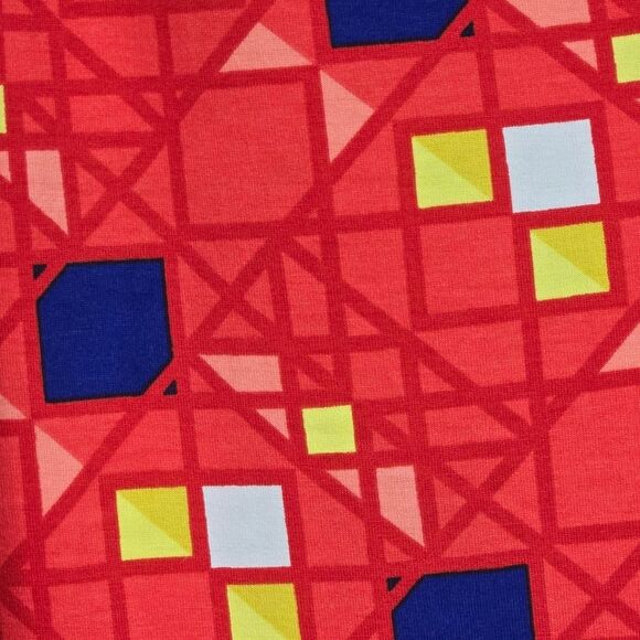 NEW LuLaRoe Maxi Skirt 2XL 22/24 Red Geometric Long Jersey Knit Plus Size Flowy - Picture 7 of 8